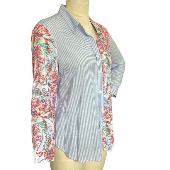 Westbound Shirt Striped Paisley Button-Down Petites Sz PL #168F - Picture 6 of 11